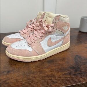 Jordan Pink and White High-Top Sneakers